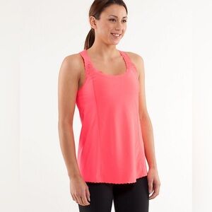 Lululemon Run A Marathon Singlet Tank Top Size 4 Pink Laser Cut